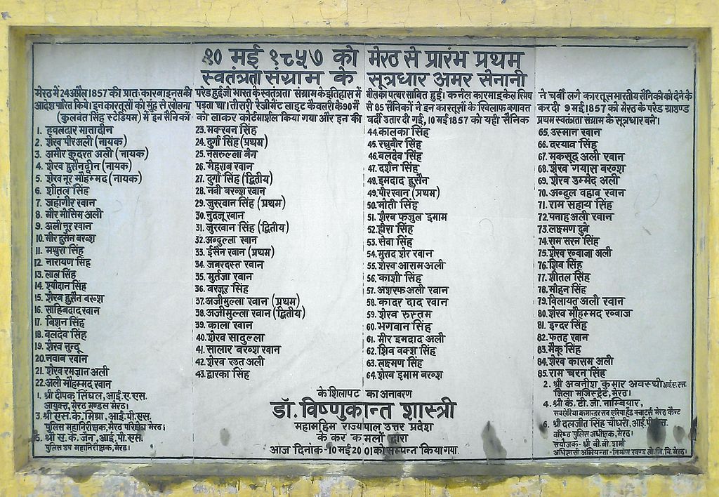 List of Meerut soldiers in 1857